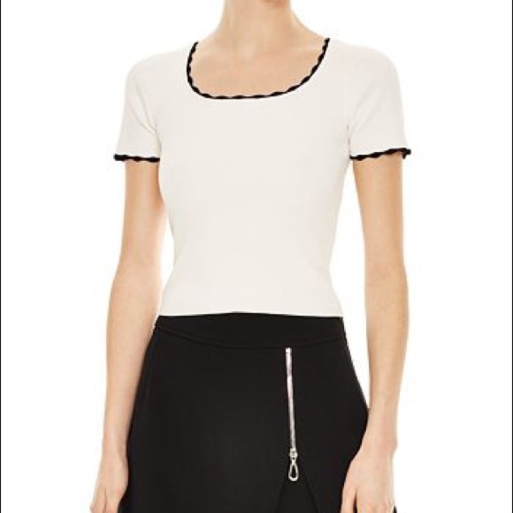 Sandro Bali Scalloped Knit Cropped Top